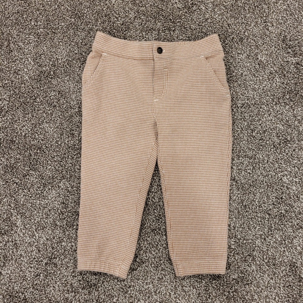 Janie and Jack Kids Tan Houndstooth Knit Trousers Pants 18-24 Months RN 164971